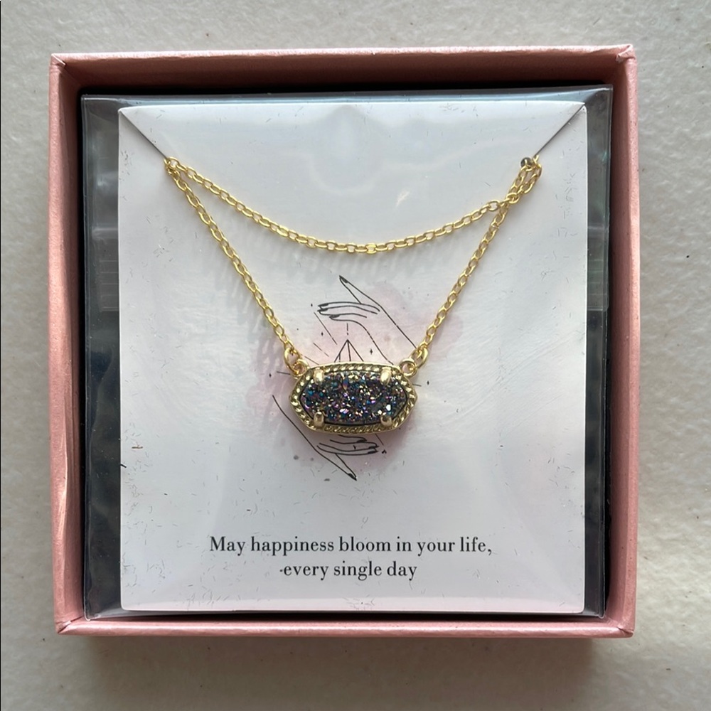 Elegant Gold and purple Pendant Necklace